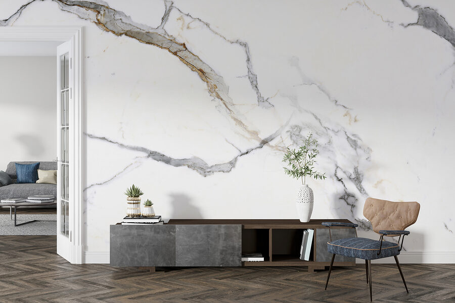 Elegante marmo bianco con venature grigie Elegante marmo bianco con venature grigie