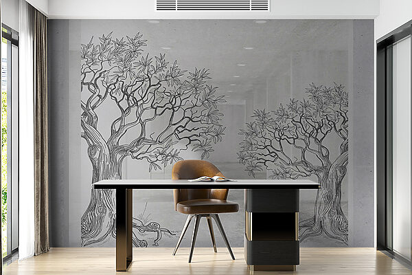 Gruppo di alberi disegnati sul muro Gruppo di alberi disegnati sul muro