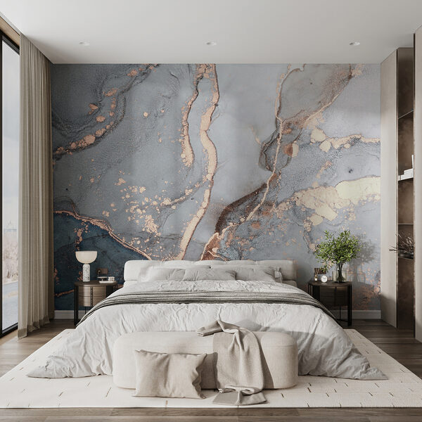 Ethereal Blue and Copper Swirls