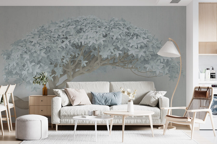 Albero bianco con foglie bianche Albero bianco con foglie bianche