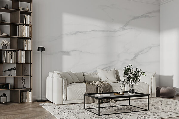 Superficie in marmo bianco con venature nere Superficie in marmo bianco con venature nere