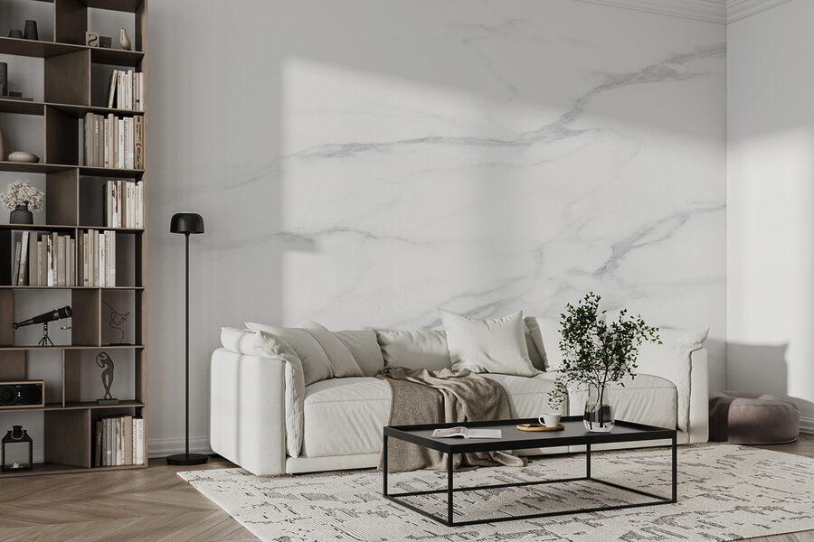 Superficie in marmo bianco con venature nere Superficie in marmo bianco con venature nere