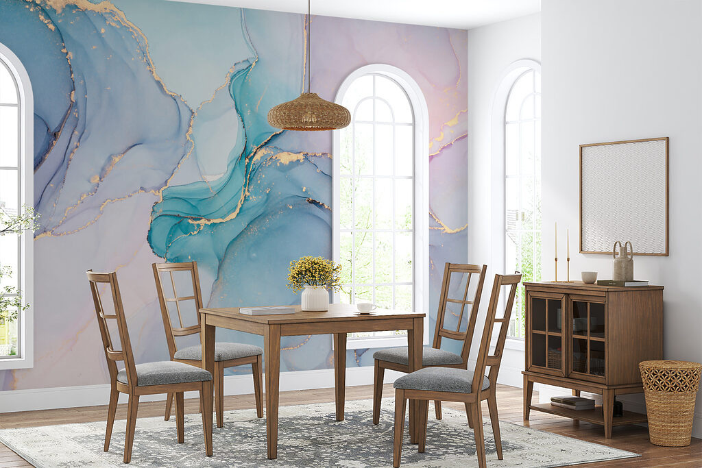 Serene abstract waves of cool colors