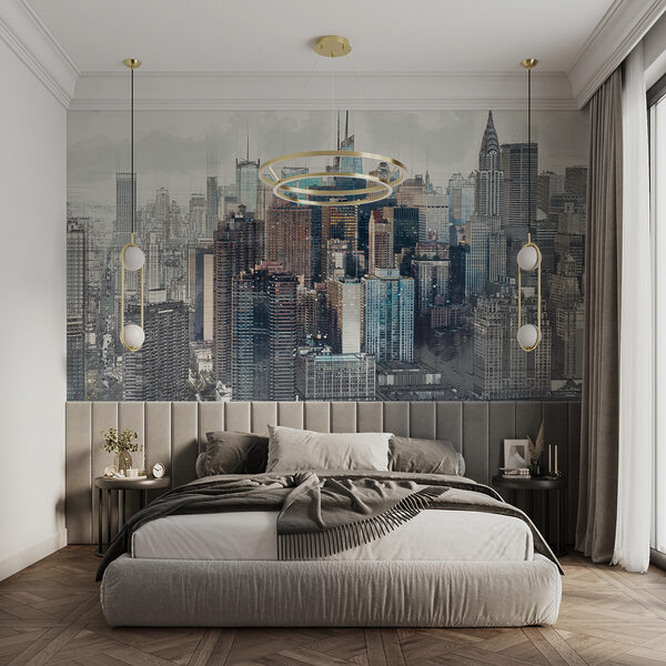 Lo skyline della città con molti edifici alti Lo skyline della città con molti edifici alti