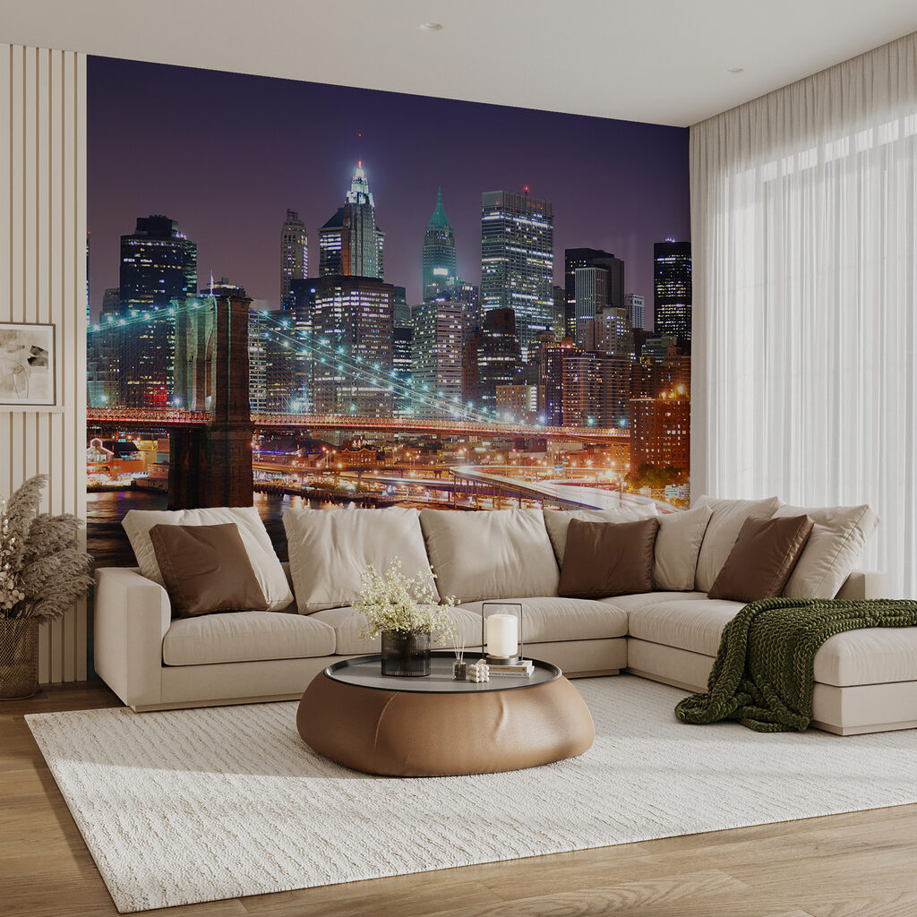 Bridge over a river with lights