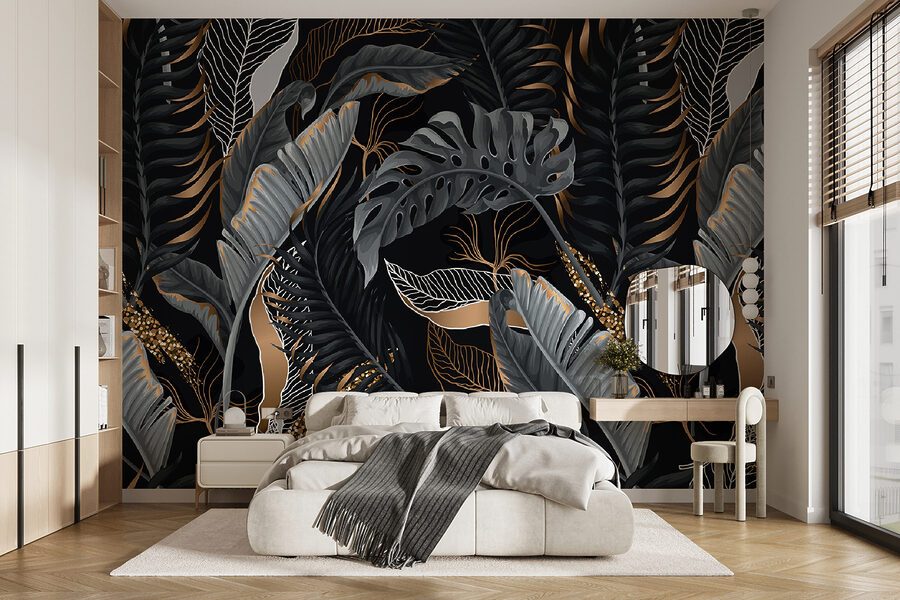 Fogliame tropicale rigoglioso con accenti scintillanti.