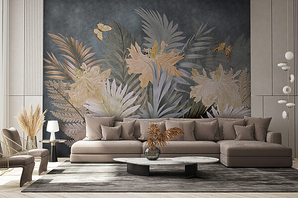 Eleganti fioriture e delicate farfalle. Eleganti fioriture e delicate farfalle.