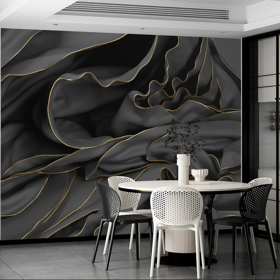 Tessuto strutturato con curve eleganti.