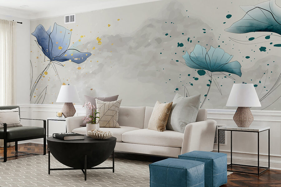 Fiori blu che danzano con ventilata eleganza