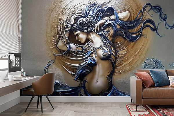 Pittura di una donna con i capelli lunghi Pittura di una donna con i capelli lunghi