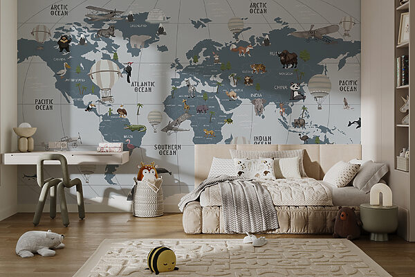 Mappa del mondo con animali Mappa del mondo con animali