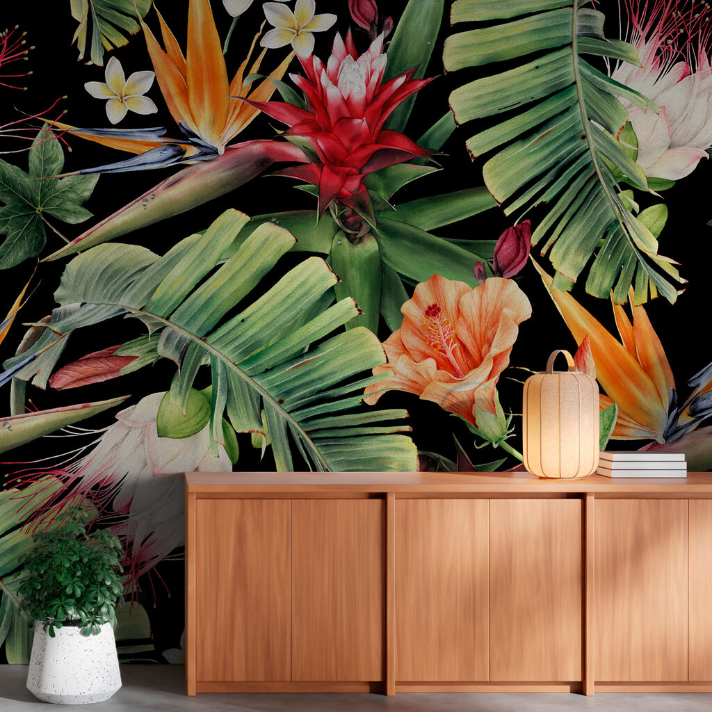 Floral pattern with flowers and leaves