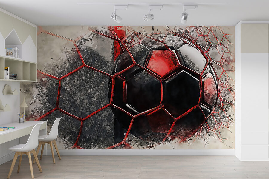 Palla da calcio in una rete