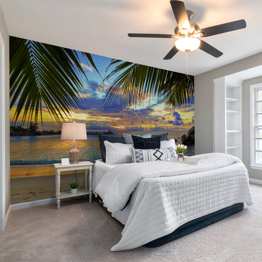 Beach with palm trees and water Beach with palm trees and water