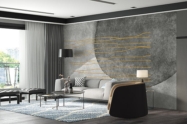 Quadro grigio e bianco con linee arancioni Quadro grigio e bianco con linee arancioni