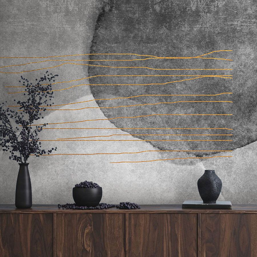 Quadro grigio e bianco con linee arancioni