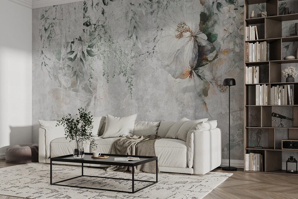 Painting of flowers and leaves