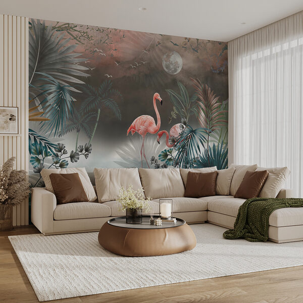 Pittura di fenicotteri e piante Pittura di fenicotteri e piante