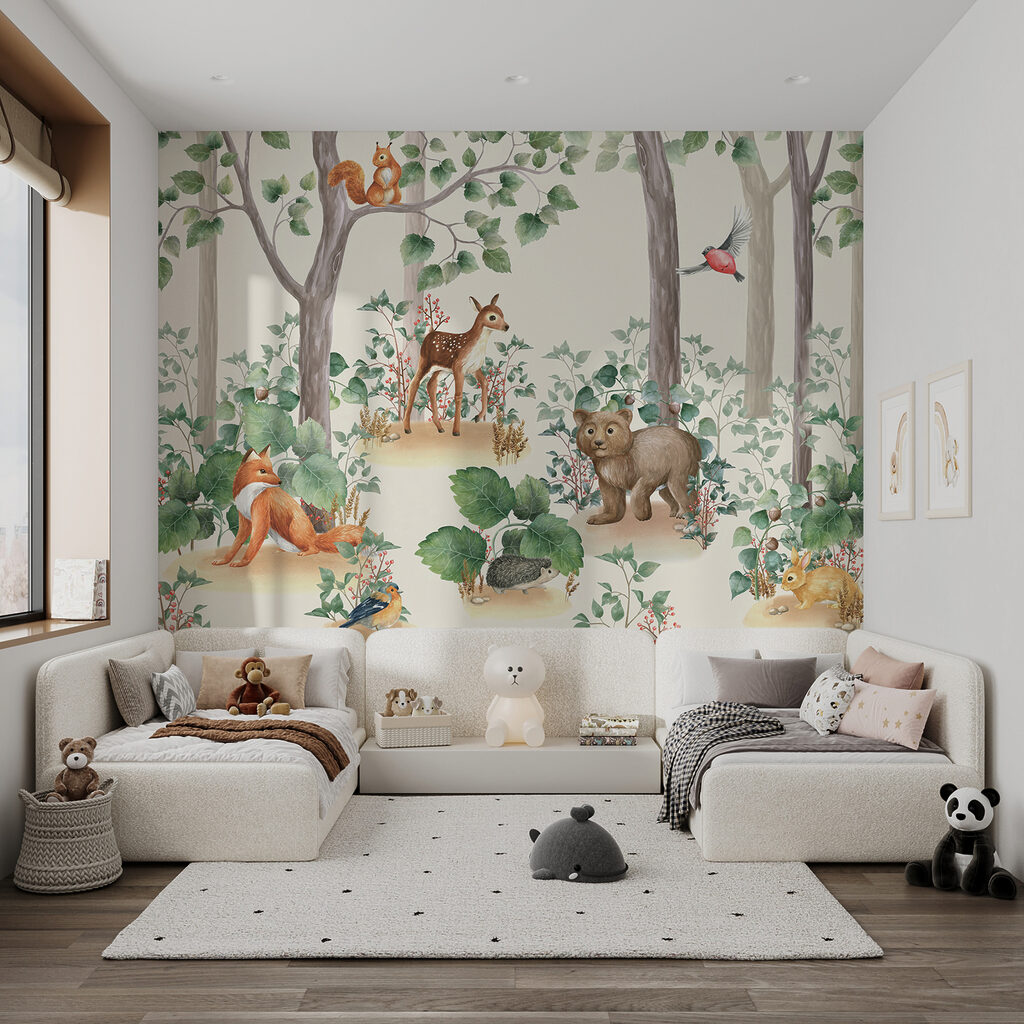 Wallpaper with animals in the forest Wallpaper with animals in the forest