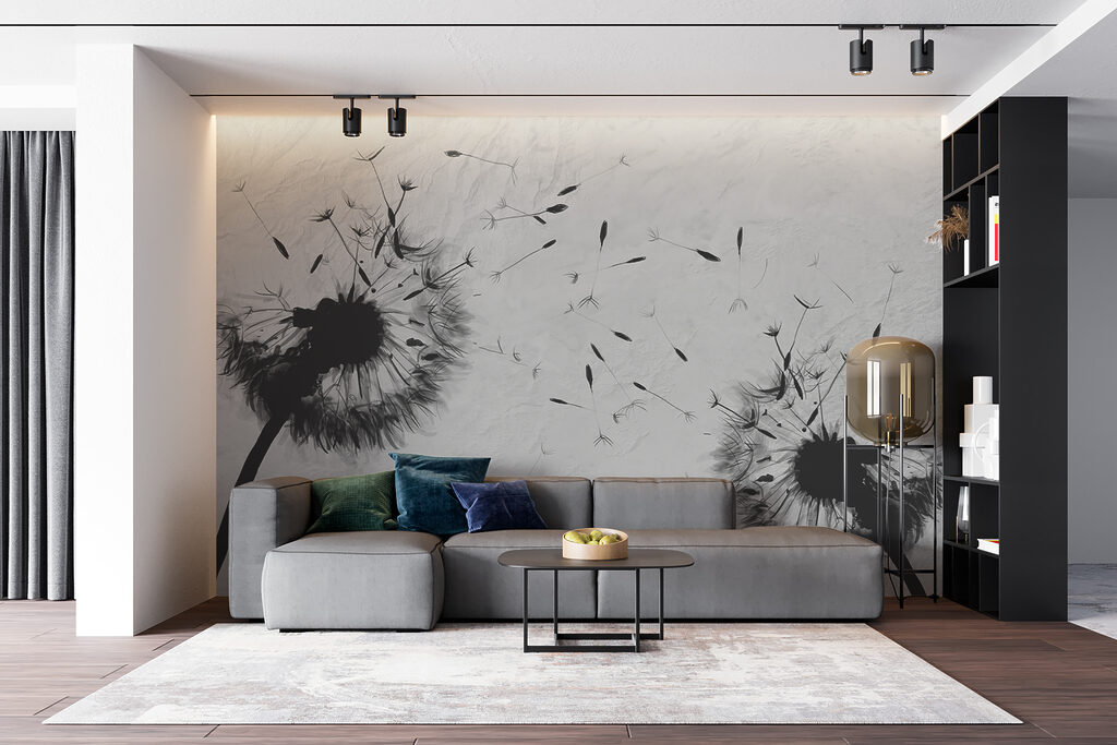 Black and white image of dandelions Black and white image of dandelions