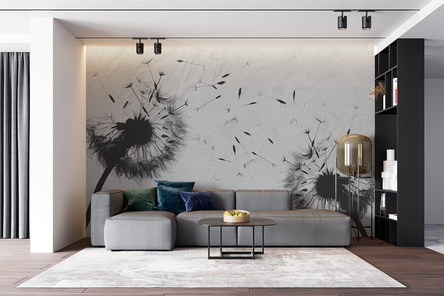 Immagine in bianco e nero di denti di leone