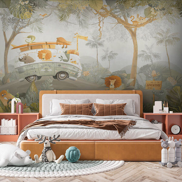 Carta da parati con animali e alberi Carta da parati con animali e alberi