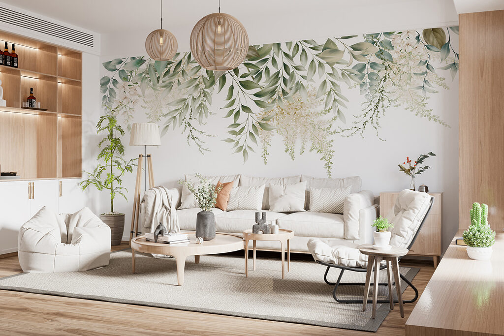 Delicate greenery on a white background