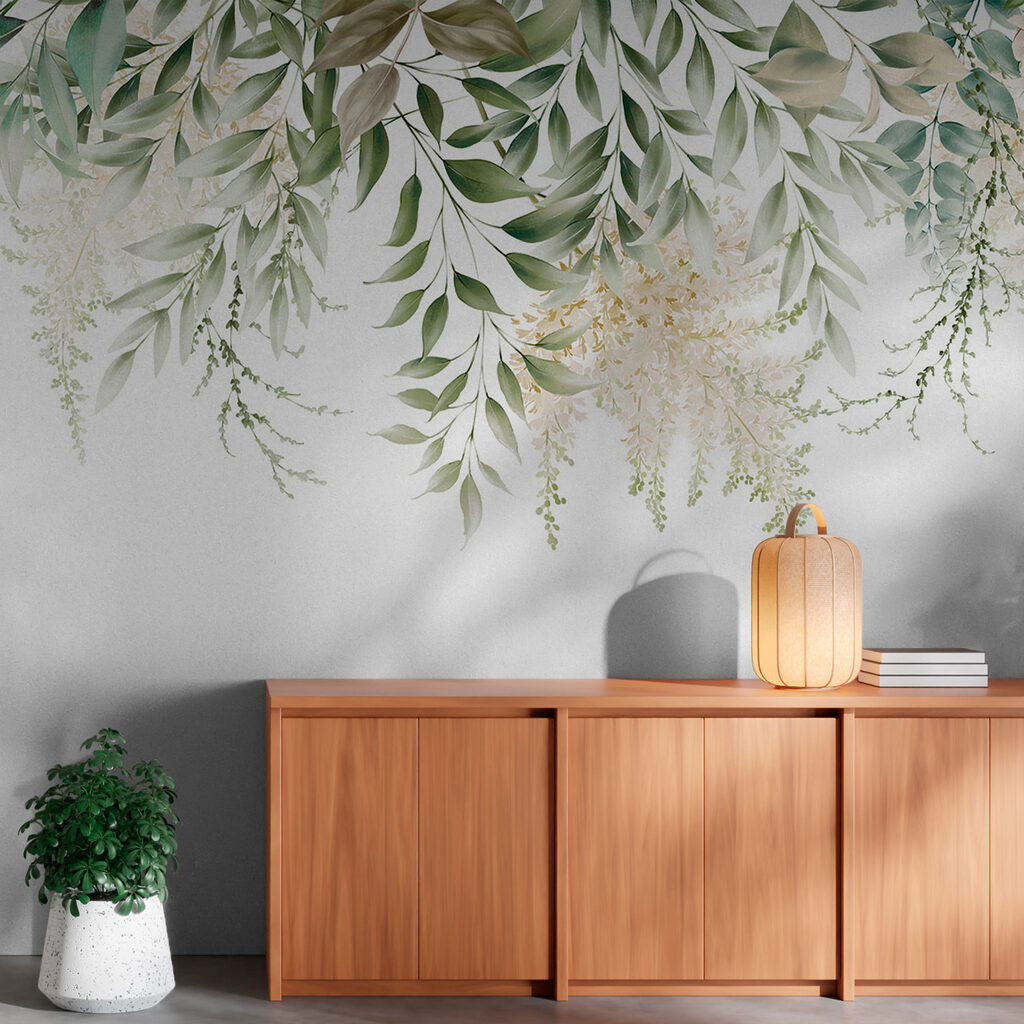 Delicate greenery on a white background