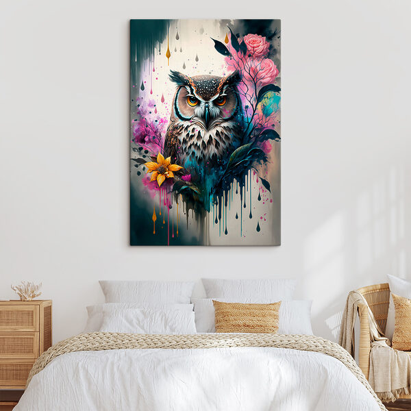 An owl with flowers