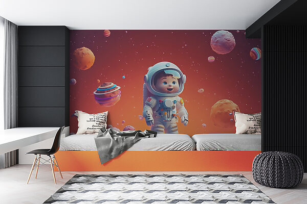 Cartone animato di un astronauta giocattolo nello spazio Cartone animato di un astronauta giocattolo nello spazio