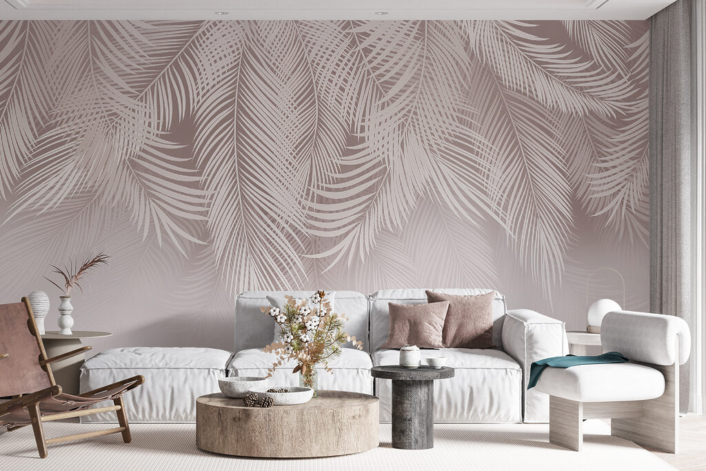 White leaves on a pink background