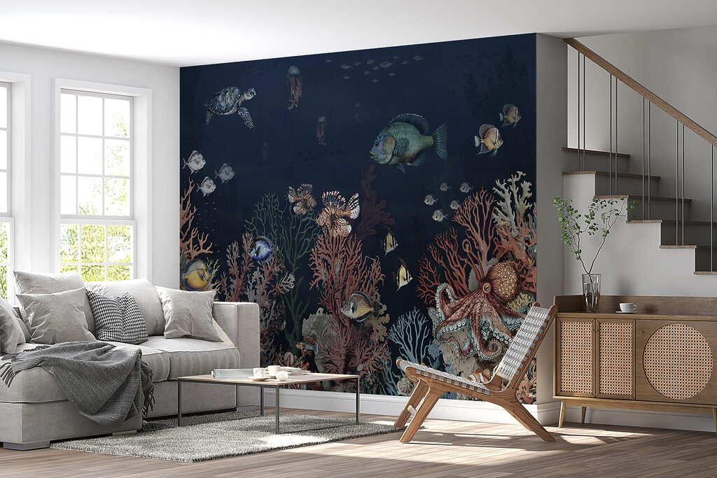 Sea life with fish and coral