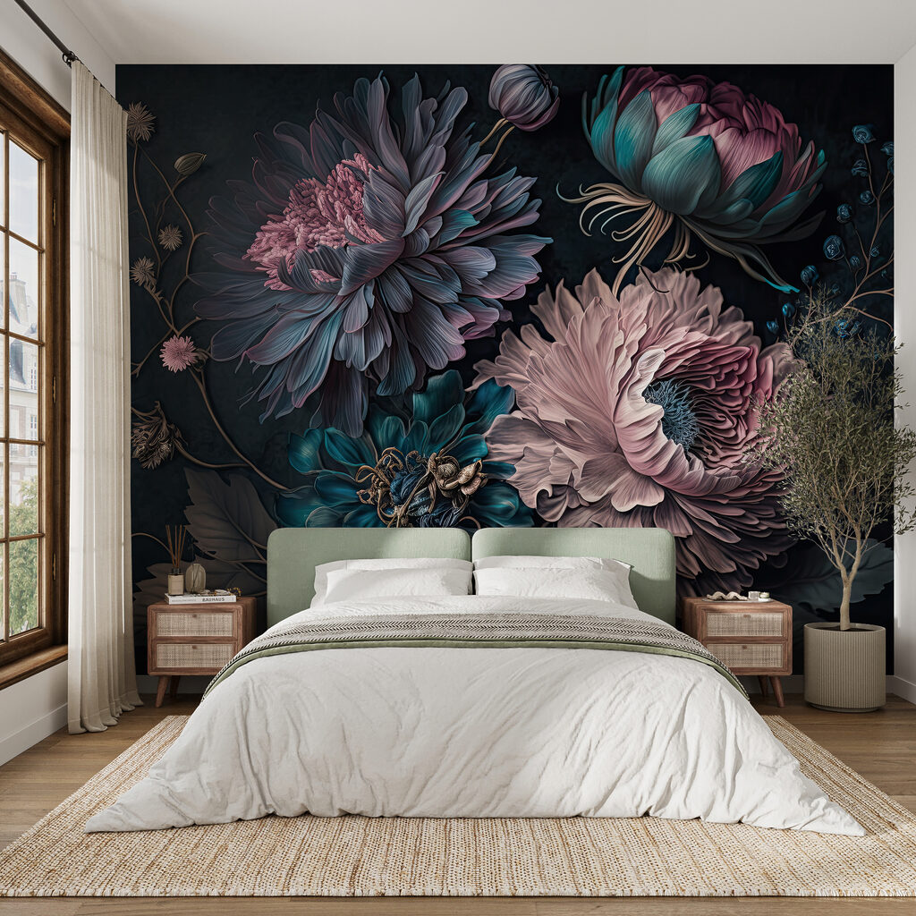 Elegant flowers on a dark background