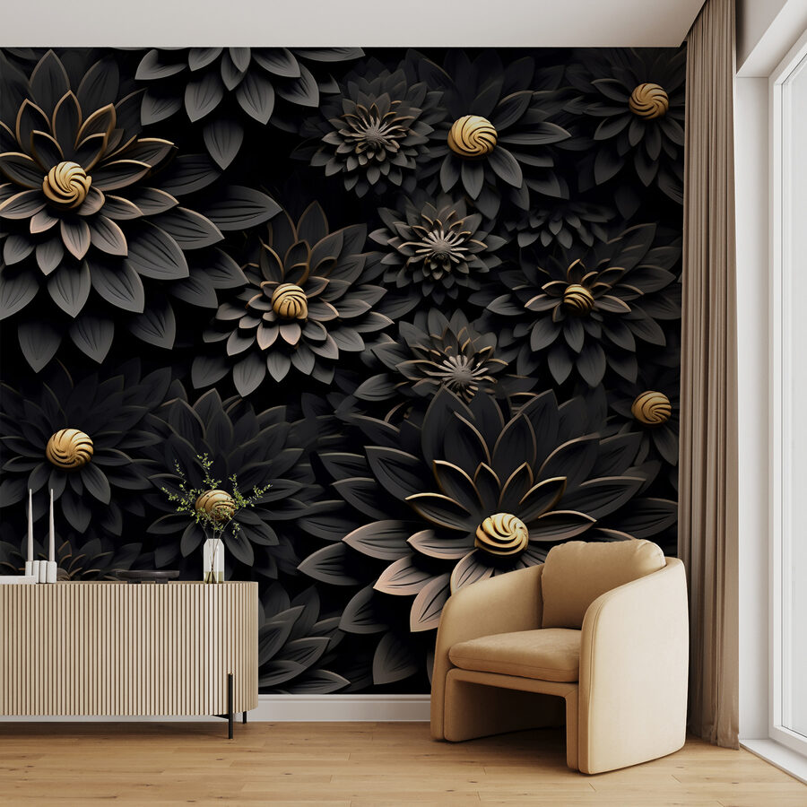 Eleganti fiori monocromatici con centri metallici