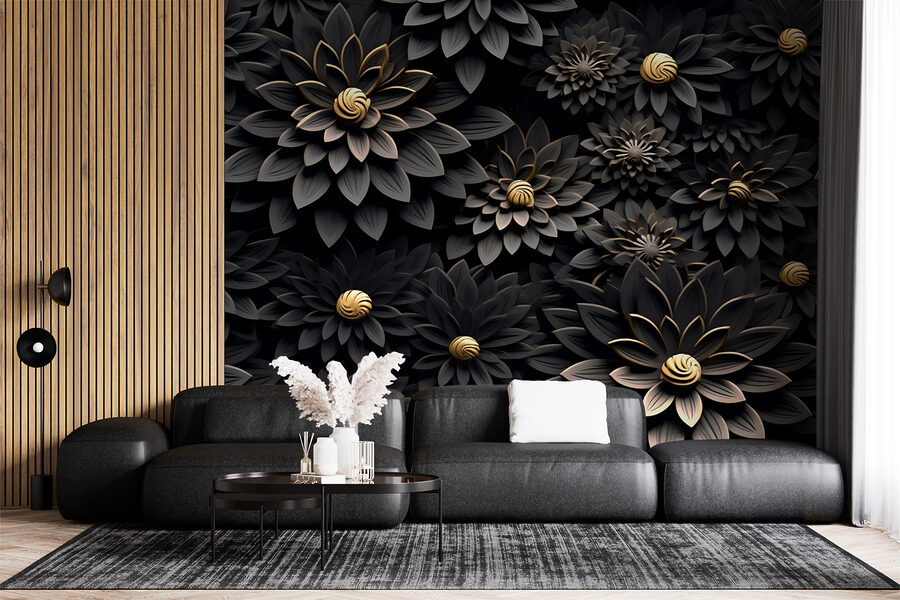 Eleganti fiori monocromatici con centri metallici