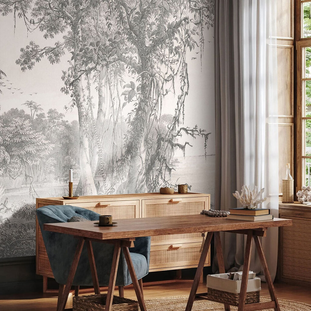 Drawing of trees and plants