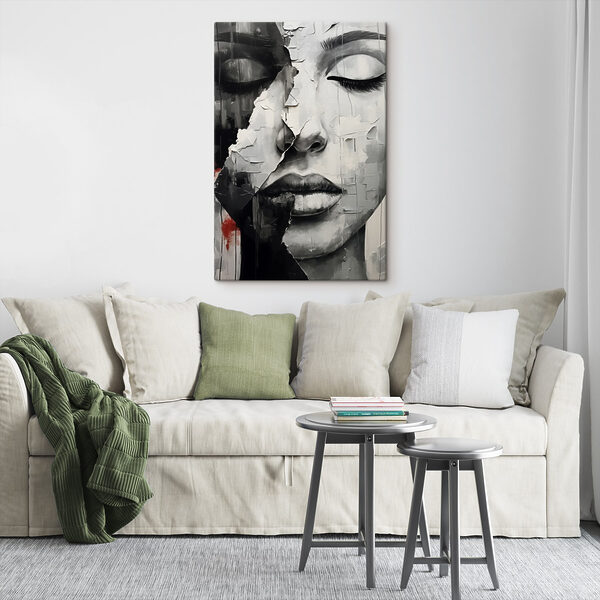 A painting of a woman's face