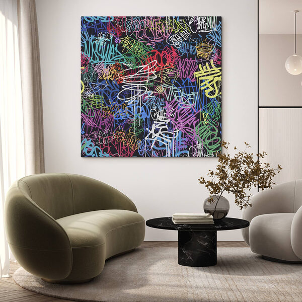 A colorful graffiti on a black background A colorful graffiti on a black background