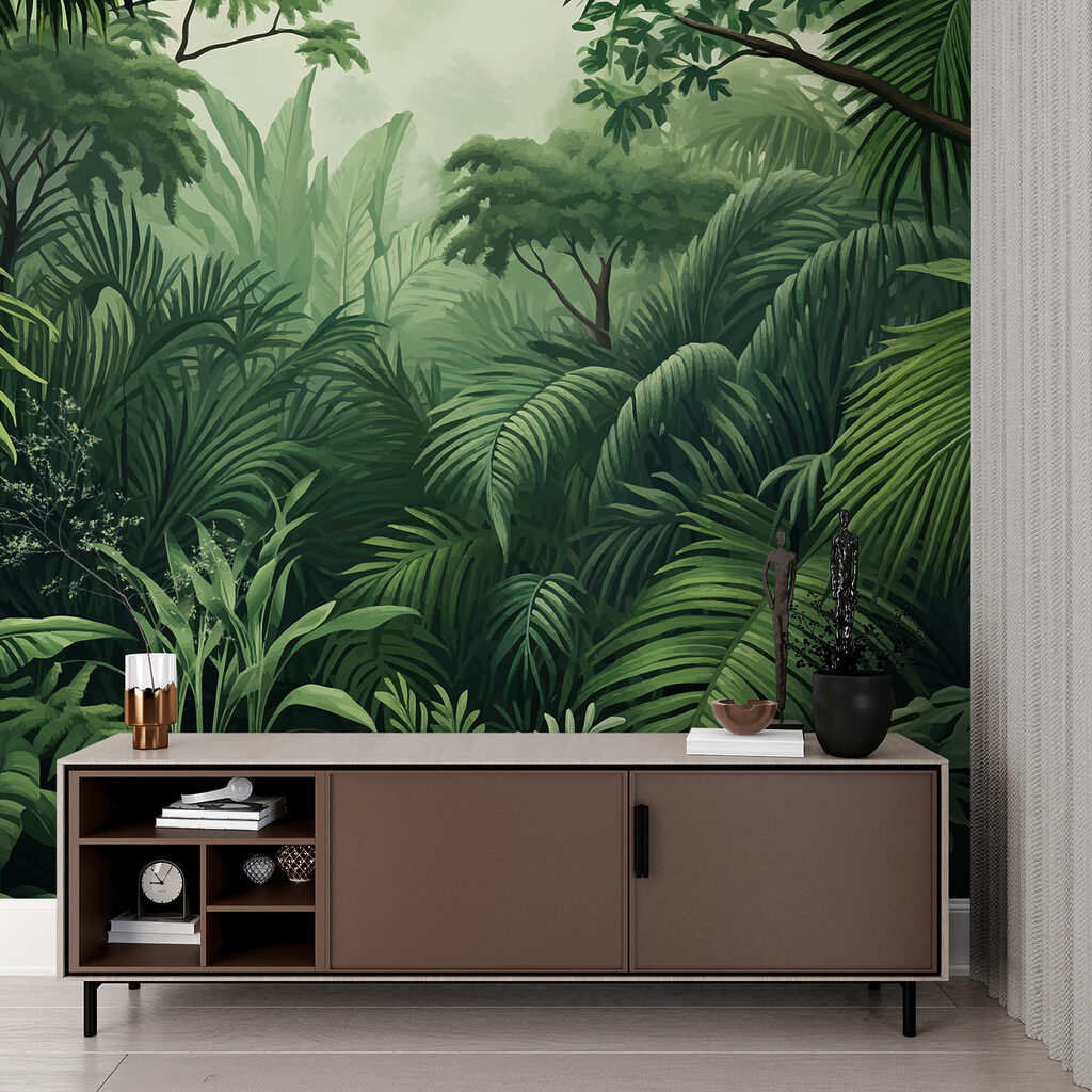 Green forest with many leaves