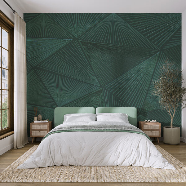 Disegno a triangolo verde su una superficie verde Disegno a triangolo verde su una superficie verde