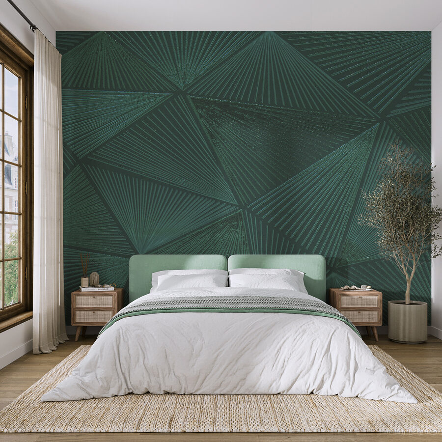 Disegno a triangolo verde su una superficie verde