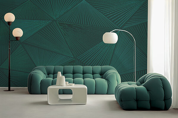 Disegno a triangolo verde su una superficie verde Disegno a triangolo verde su una superficie verde