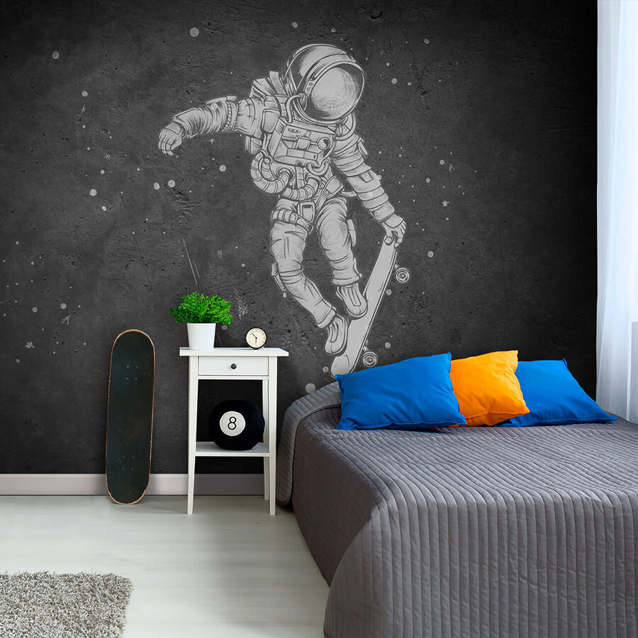 Disegno di un astronauta su uno skateboard Disegno di un astronauta su uno skateboard