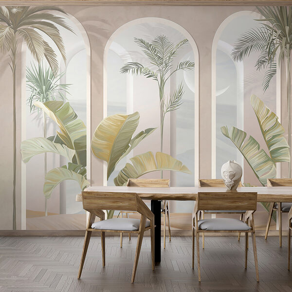Wall mural of a room with palm trees Wall mural of a room with palm trees