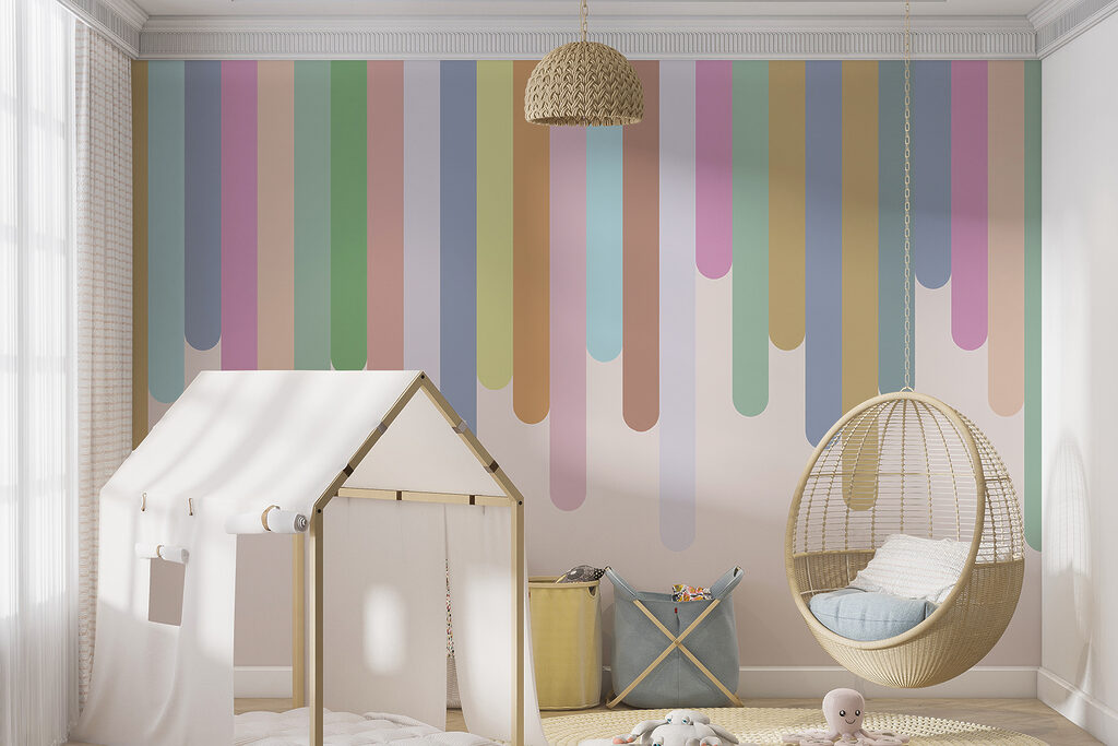 Colorful vertical lines on a white background