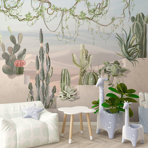 Murale con cactus e piante grasse Murale con cactus e piante grasse