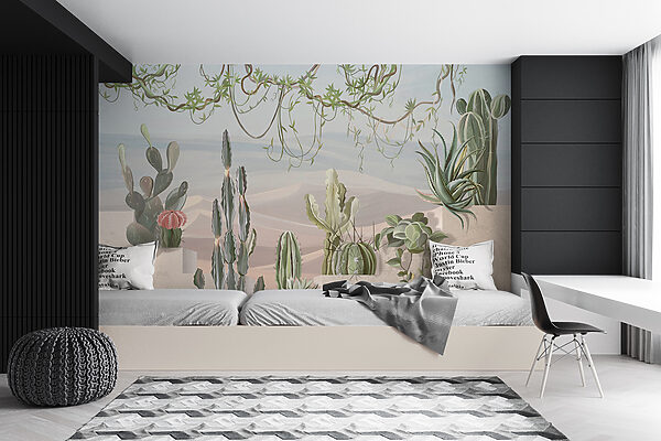 Murale con cactus e piante grasse Murale con cactus e piante grasse