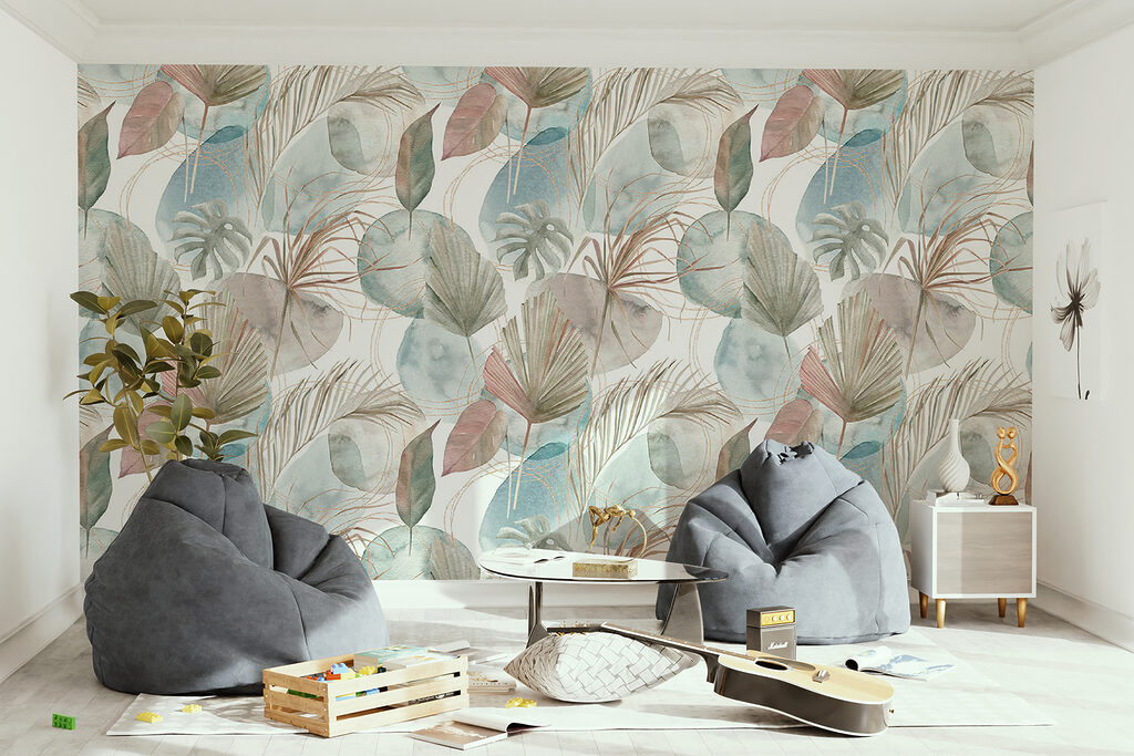 Pattern of leaves and circles