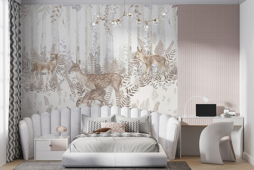 A group of deer in a forest