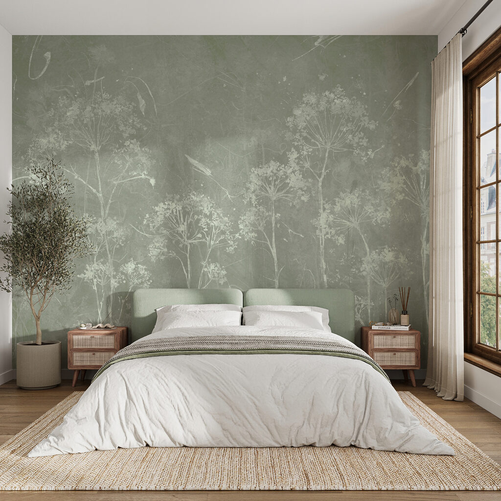 A white flowers on a green background